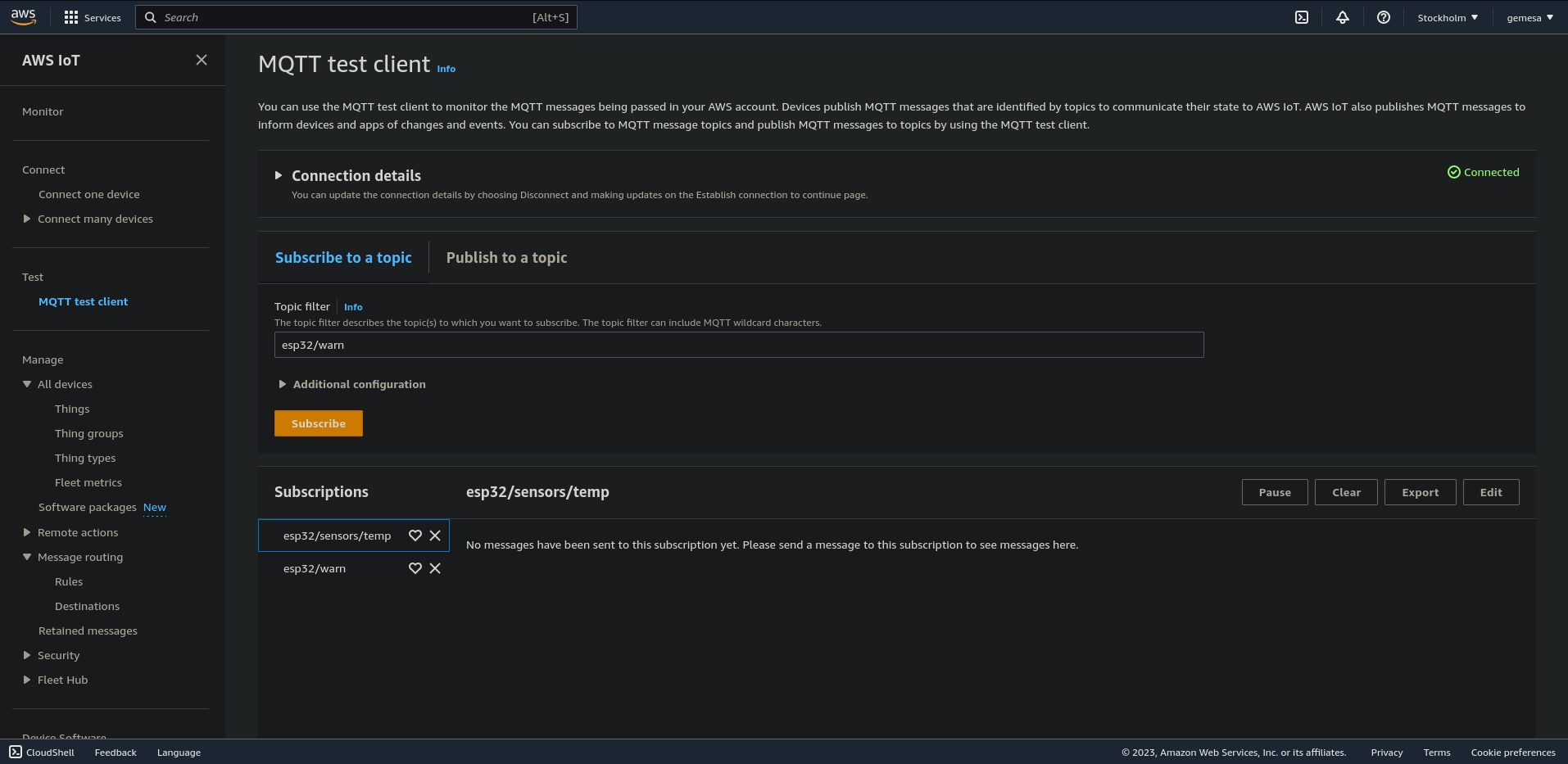 AWS MQTT test