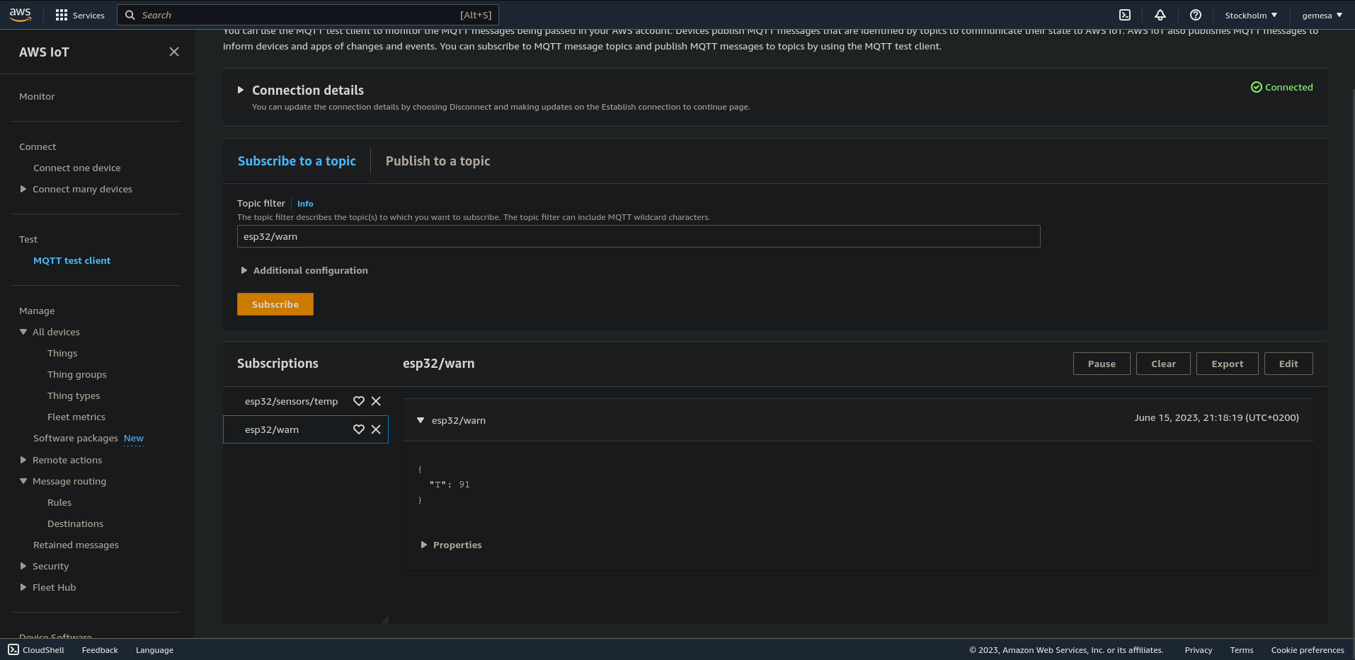 AWS MQTT warn